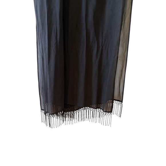 Charter Club Silk chiffon Dressy Scarf Wrap Black Beaded Tassel Detail - Picture 4 of 6